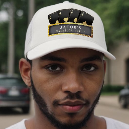 ポーカー・エース ブラック＆ゴールド バチェラーパーティー キャップ