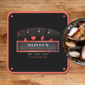 ポーカー・エース・レッド&ブラック 21歳の誕生日パーティー スクエアペーパーコースター