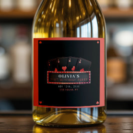 ポーカー・エース・レッド＆ブラック 21歳の誕生日パーティー スパークリングワインラベル