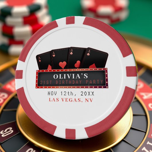 ポーカー・エース・レッド＆ブラック 21歳の誕生日パーティー 白 ポーカーチップ