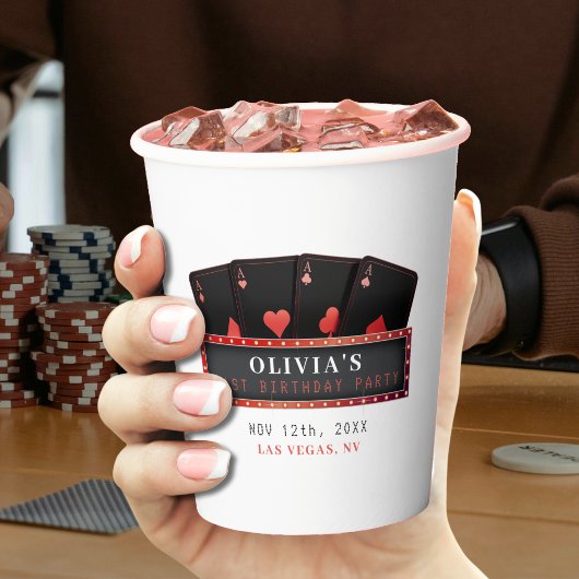 ポーカー・エース・レッド&ブラック 21歳の誕生日パーティー 白 紙コップ