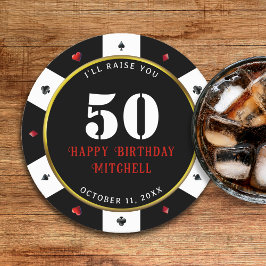 ポーカー チップ 50歳の誕生日パーティー ラウンドペーパーコースター