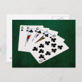 ポーカー ハンド - ロイヤル フラッシュ - クラブのスート ポストカード (正面/裏面)