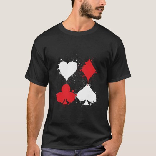 ポーカー ハート スペード ダイヤモンド クラブ カジノ トランプ Tシャツ (正面)