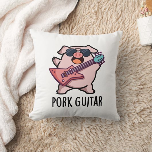 ポークギタおもしろいーロックギターピッグパン クッション (ブランケット)