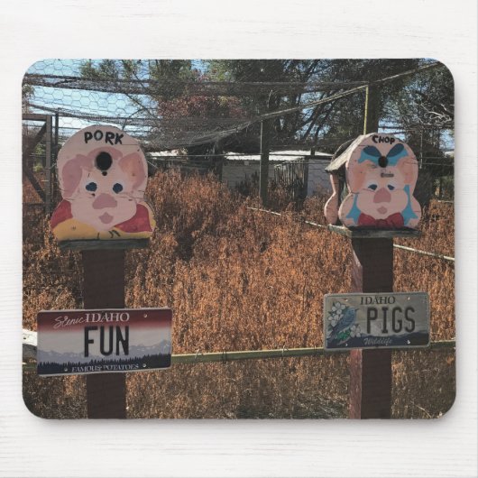 ポークチョップ、おもしろい豚、アイダホおもしろいシンボルや象徴 マウスパッド (正面)