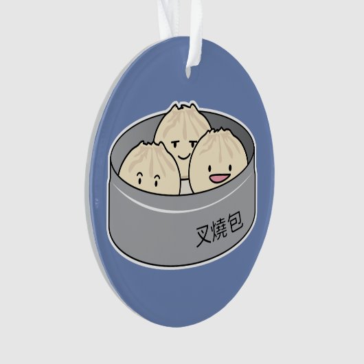 ポークパンの点心の中国のな朝食によってはbbqのパンが蒸気を発しました オーナメント (正面)