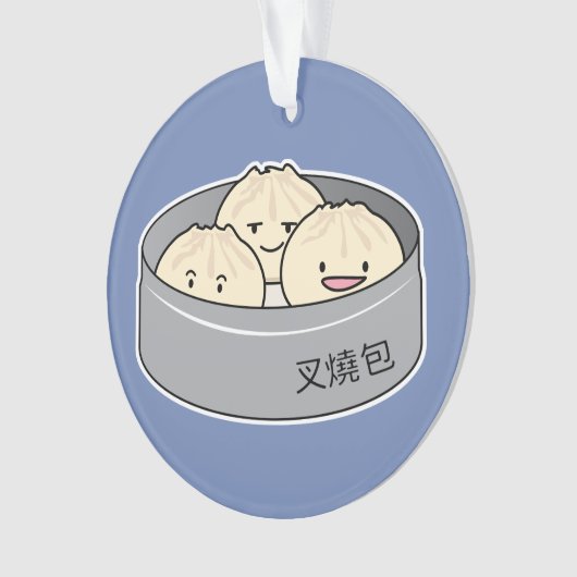 ポークパンの点心の中国のな朝食によってはbbqのパンが蒸気を発しました オーナメント (正面)