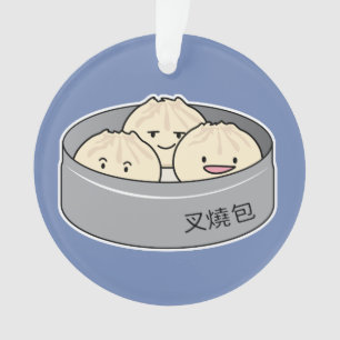 ポークパンの点心の中国のな朝食によってはbbqのパンが蒸気を発しました オーナメント