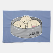 ポークパンの点心の中国のな朝食によってはbbqのパンが蒸気を発しました キッチンタオル (横)