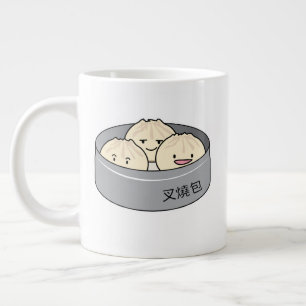 ポークパンの点心の中国のな朝食によってはbbqのパンが蒸気を発しました ジャンボコーヒーマグカップ