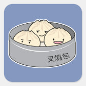 ポークパンの点心の中国のな朝食によってはbbqのパンが蒸気を発しました スクエアシール (正面)