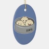 ポークパンの点心の中国のな朝食によってはbbqのパンが蒸気を発しました セラミックオーナメント (右)