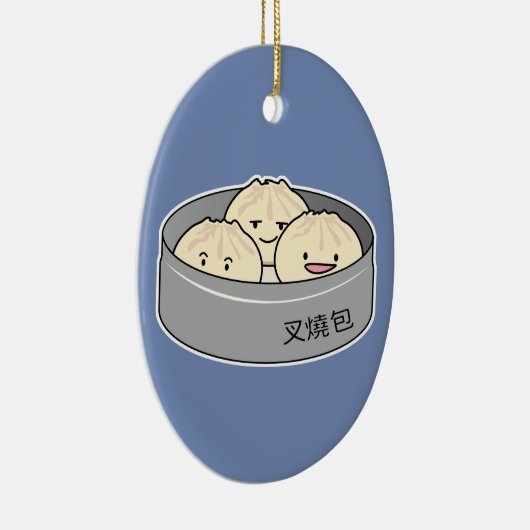 ポークパンの点心の中国のな朝食によってはbbqのパンが蒸気を発しました セラミックオーナメント (右)