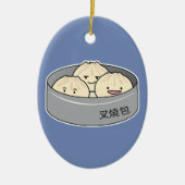 ポークパンの点心の中国のな朝食によってはbbqのパンが蒸気を発しました セラミックオーナメント (正面)
