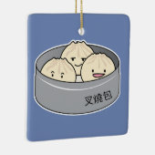 ポークパンの点心の中国のな朝食によってはbbqのパンが蒸気を発しました セラミックオーナメント (右)