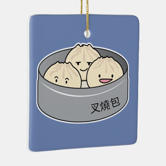 ポークパンの点心の中国のな朝食によってはbbqのパンが蒸気を発しました セラミックオーナメント (右)