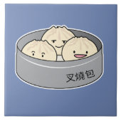 ポークパンの点心の中国のな朝食によってはbbqのパンが蒸気を発しました タイル (正面)