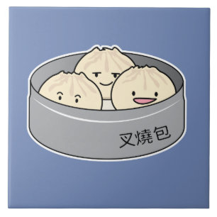 ポークパンの点心の中国のな朝食によってはbbqのパンが蒸気を発しました タイル