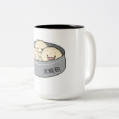 ポークパンの点心の中国のな朝食によってはbbqのパンが蒸気を発しました ツートーンマグカップ (正面右)