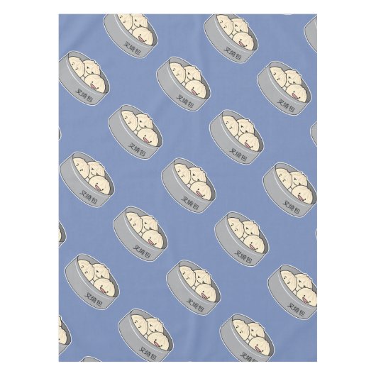 ポークパンの点心の中国のな朝食によってはbbqのパンが蒸気を発しました テーブルクロス (正面)