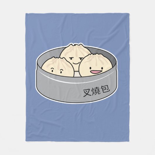 ポークパンの点心の中国のな朝食によってはbbqのパンが蒸気を発しました フリースブランケット (正面)