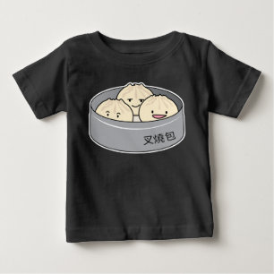 ポークパンの点心の中国のな朝食によってはbbqのパンが蒸気を発しました ベビーTシャツ