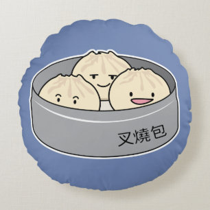 ポークパンの点心の中国のな朝食によってはbbqのパンが蒸気を発しました ラウンドクッション