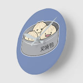 ポークパンの点心の中国のな朝食によってはbbqのパンが蒸気を発しました ラウンド壁時計 (傾斜)