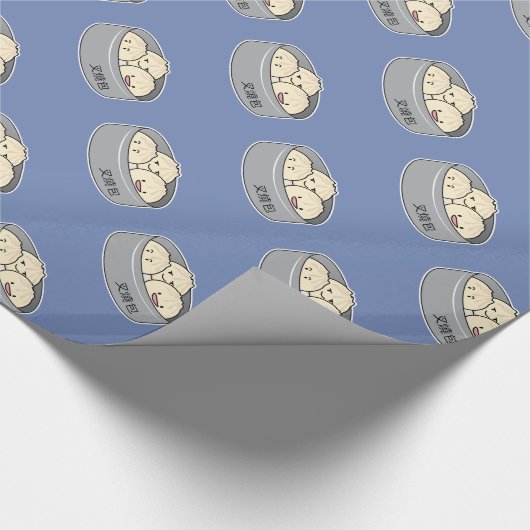 ポークパンの点心の中国のな朝食によってはbbqのパンが蒸気を発しました ラッピングペーパー (角)