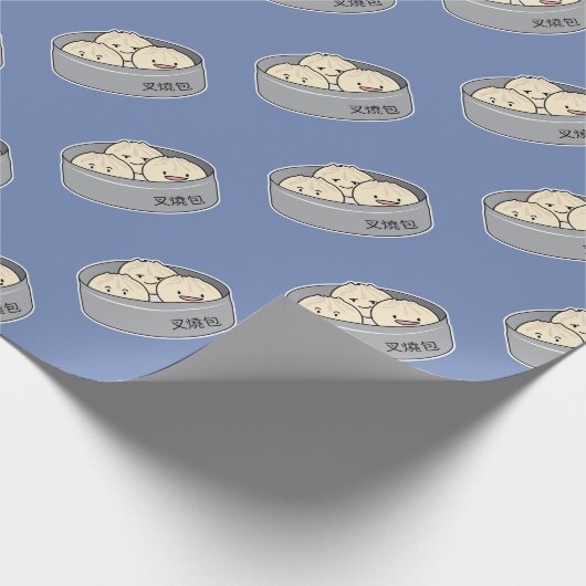 ポークパンの点心の中国のな朝食によってはbbqのパンが蒸気を発しました ラッピングペーパー (角)