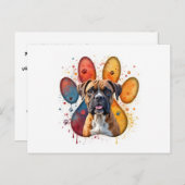 ポークプリントを着たボクサー犬 ポストカード (正面/裏面)