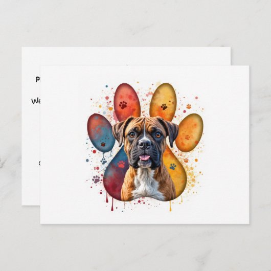 ポークプリントを着たボクサー犬 ポストカード (正面/裏面)