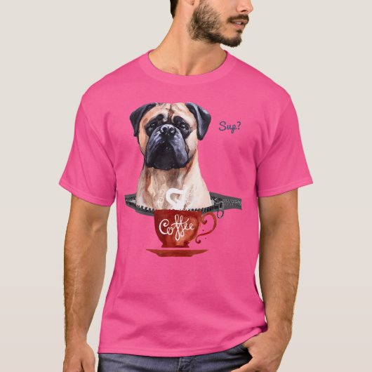 ポークボクサーでコーヒーを飲む Tシャツ (正面)