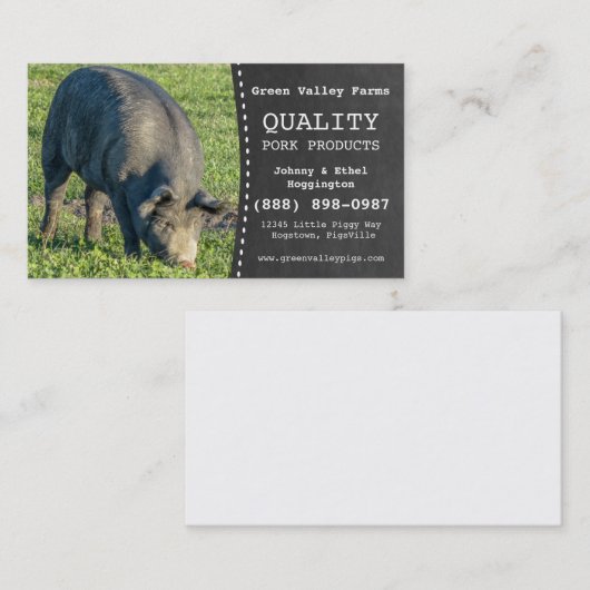 ポーク生産者のブタの養豚場 名刺 (正面/裏面)