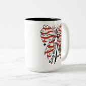 ポーサイエリメリーー：犬ママ&ボウ&ピアス ツートーンマグカップ (正面右)