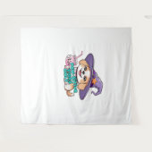 ポーサイティブな雰囲気のみ – バブルティーAのかわいい犬 タペストリー (正面(横))