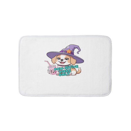 ポーサイティブな雰囲気のみ – バブルティーAのかわいい犬 バスマット (正面)