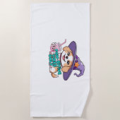 ポーサイティブな雰囲気のみ – バブルティーAのかわいい犬 ビーチタオル (正面)