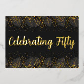 ポーシュ金ゴールドリーフ誕生日 箔招待状 (正面)