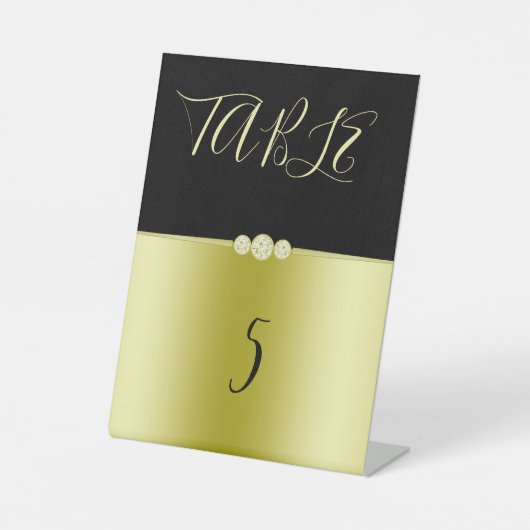 ポーシュ金ゴールド&ブラックダイエレガントモンズ誕生日 台座サイン (正面)