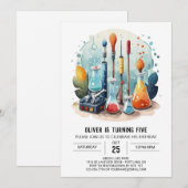 ポーションお洒落試験管サイエンティスト誕生日 招待状 (正面/裏面)