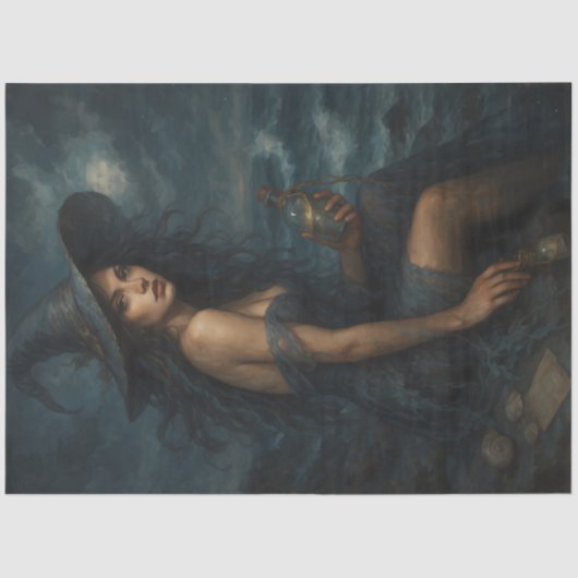 ポーションの暗い切り離しを持つストリー海の魔女 薄葉紙 (正面)