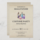 ポーションボトルスペルボトルヴィンテージハロウィーン 招待状 (正面/裏面)