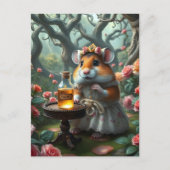 ポーション付きバラ園で愛らしいハムスター ポストカード (正面)