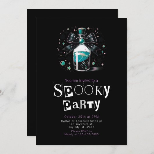 ポーション ボトル 星 モダン ミニマリスト ハロウィン 招待状 (正面/裏面)