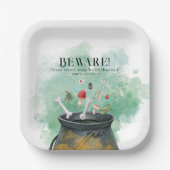 ポーション、呪文、魔法ハロウィーンウィッチカルドロン ペーパープレート (正面)