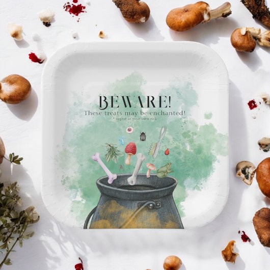 ポーション、呪文、魔法ハロウィーンウィッチカルドロン ペーパープレート