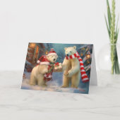 ポーズとプレゼント：ポーラーベアのクリスマスエクスチェンジ カード (正面)