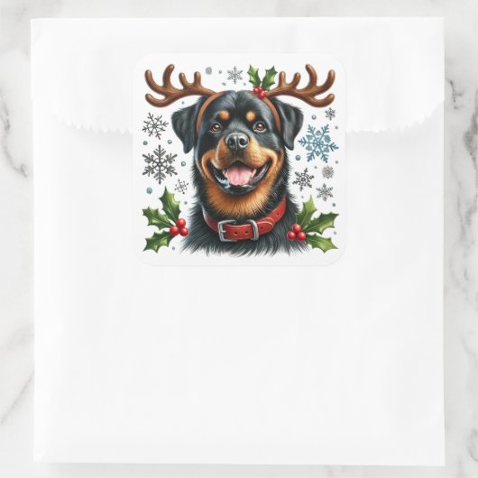 ポーズと〔雄ジカの〕枝角ホリデーおもしろい! スクエアシール (バッグ)